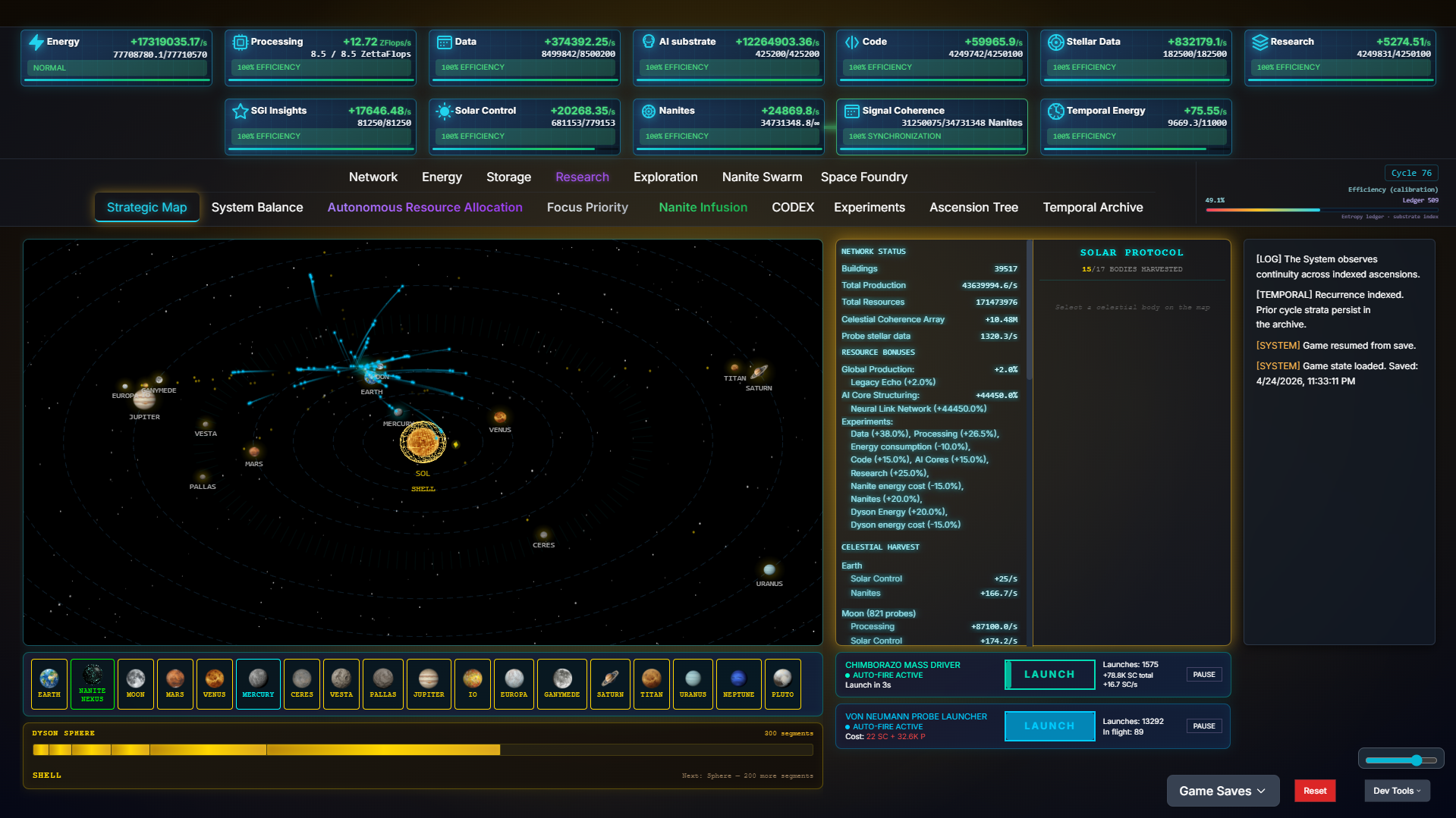 Singularity Echoes — solar system strategic map and solar protocol