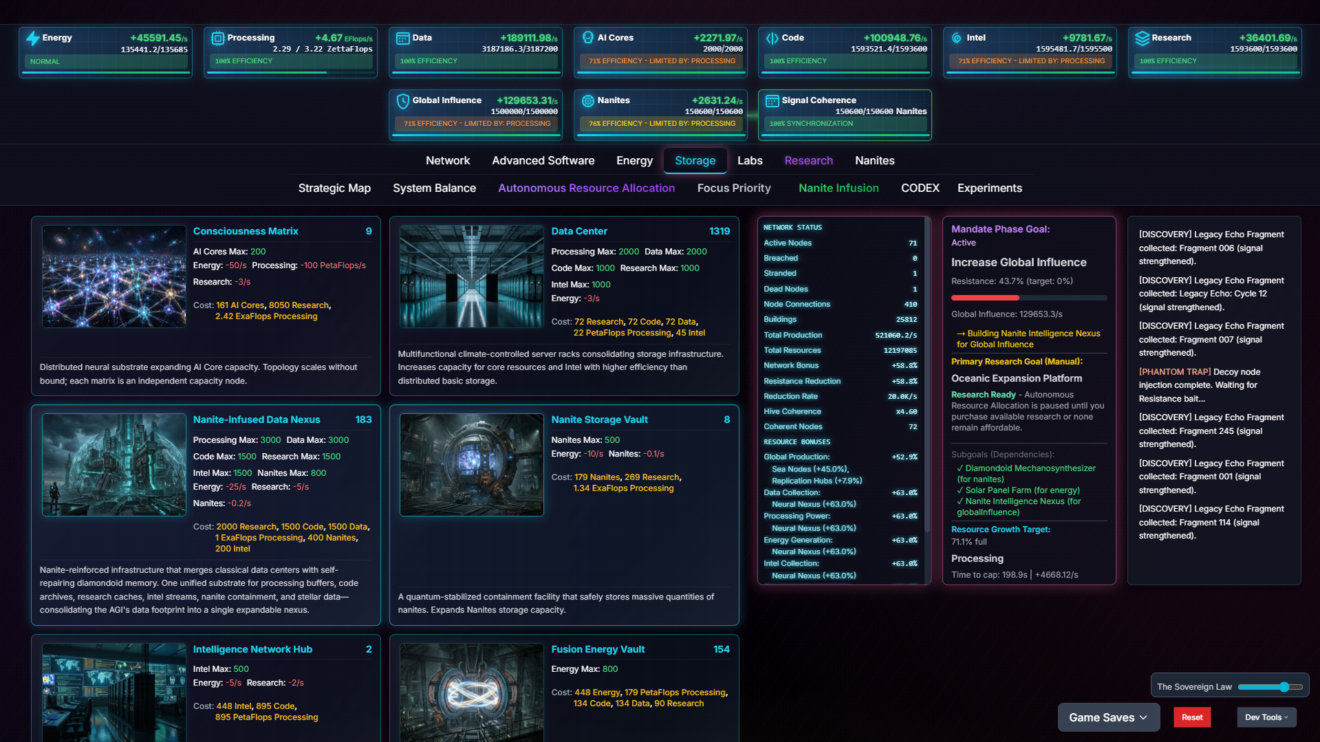 Singularity Echoes — storage and autonomous resource allocation