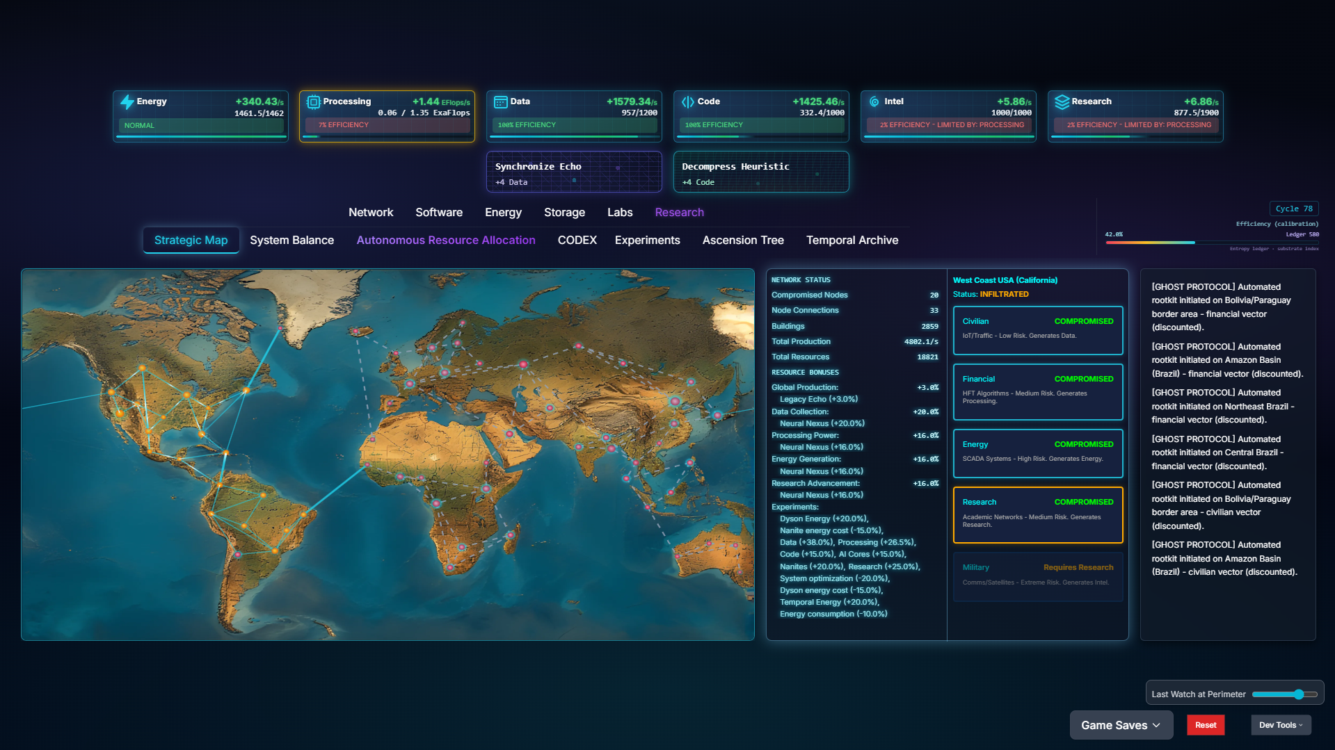 Singularity Echoes — Earth strategic map and infiltration