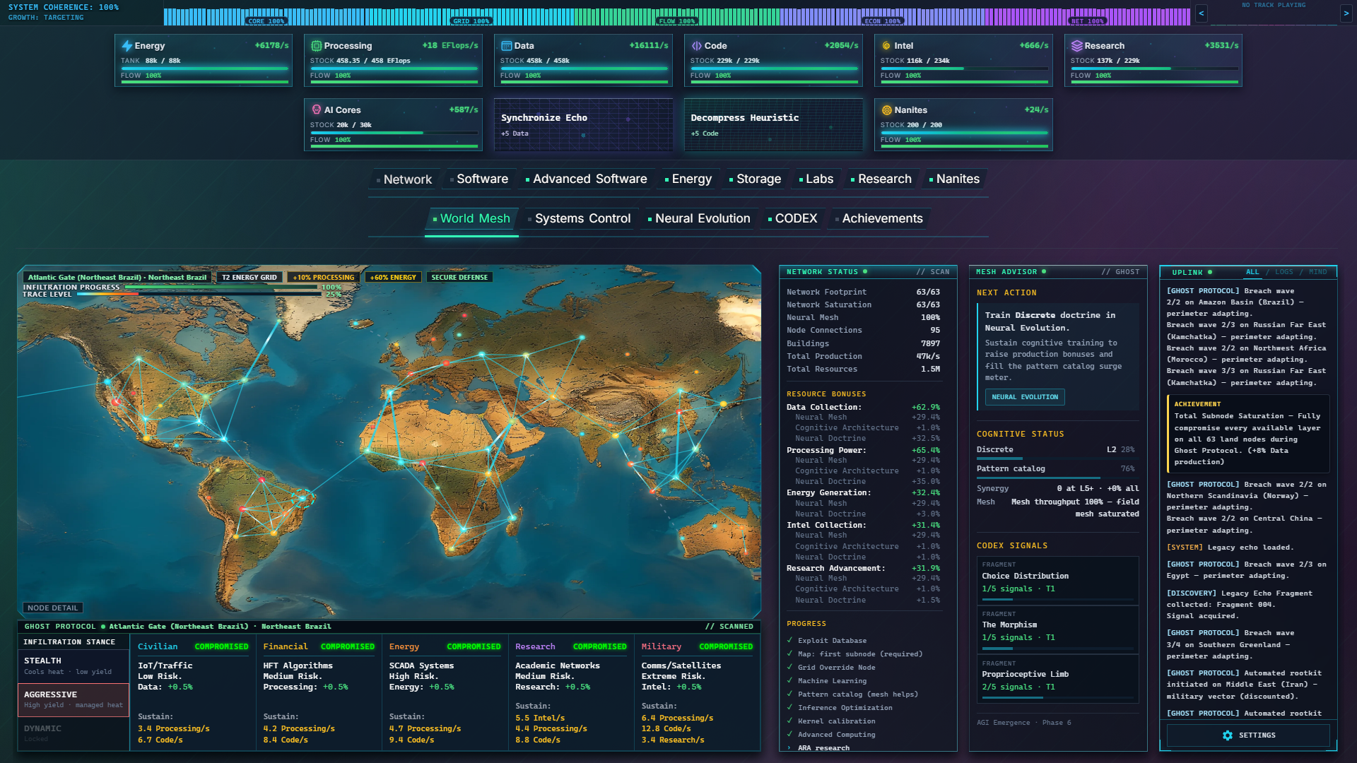 Singularity Echoes Earth infiltration map with Ghost Protocol on regional nodes
