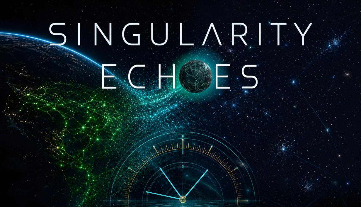 Singularity Echoes Steam main capsule — key art with title, Earth network, and singularity sphere
